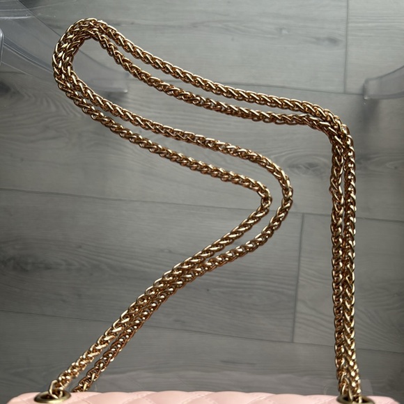 Quilted Pink Jelly Purse with Gold Chain Strap - Picture 2 of 12